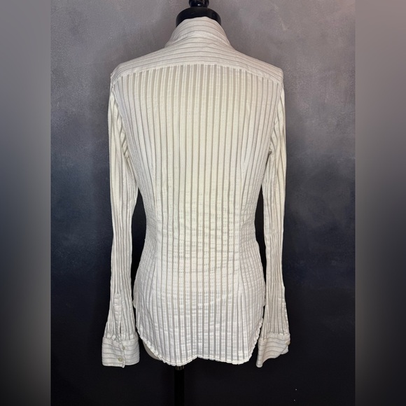 🤍Express Long Sleeve Button-Down Shirt - Size L - White with Silver Stripes🤍 - Picture 5 of 10